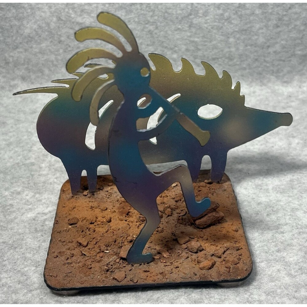 Kokopelli Javelina Southwestern Metal Art Multicolored‎ Desk Decor Desert Navajo - Picture 4 of 11